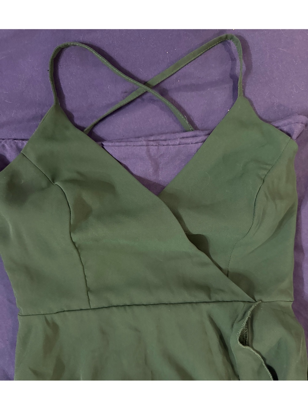 Emerald Green Spaghetti Strap Wrap Dress - Picture 4 of 5